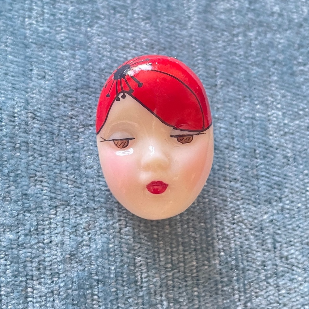 Adagio porcelain vintage brooch face pin